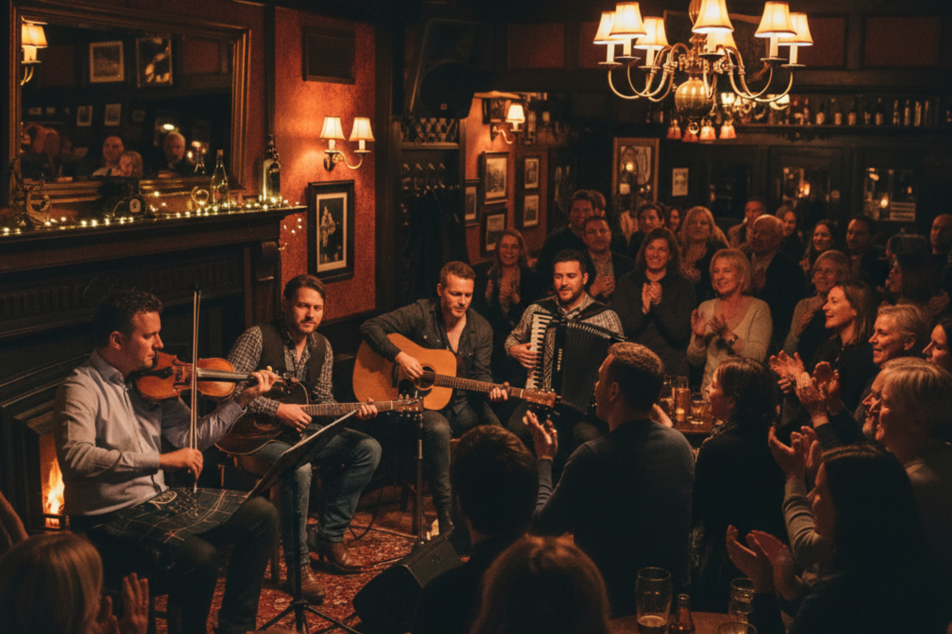 Traditional band playing in a pub