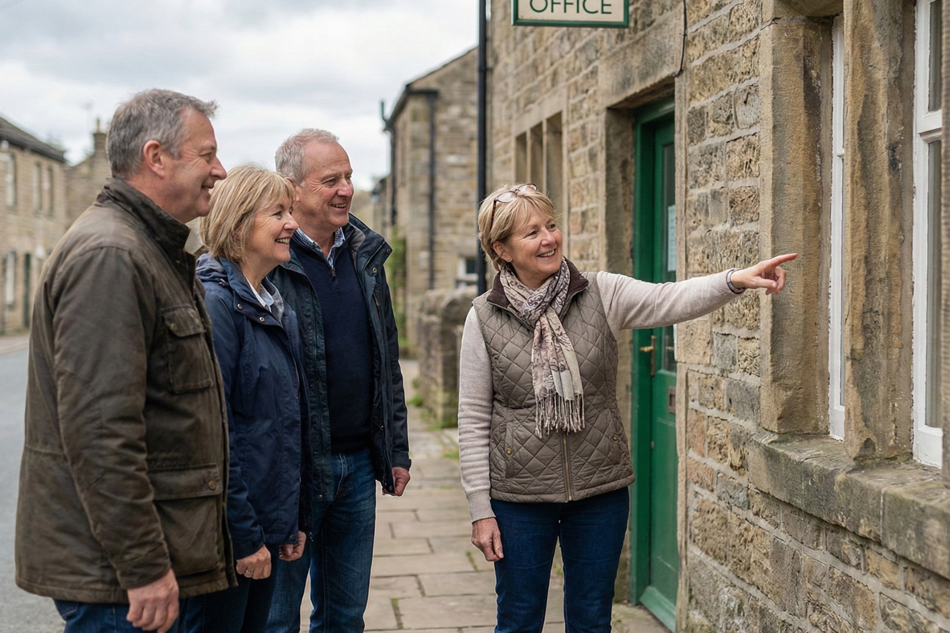 A small group of tour guests