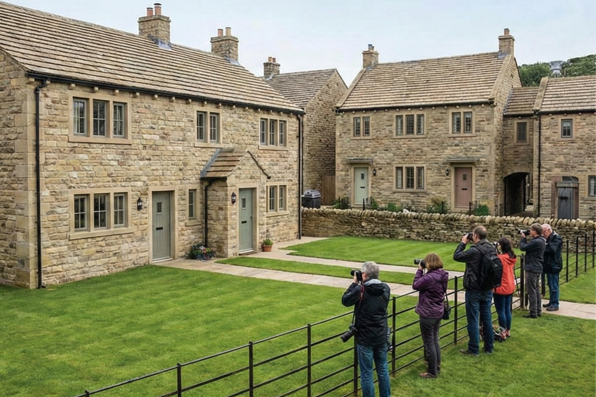 A replica village set for the show