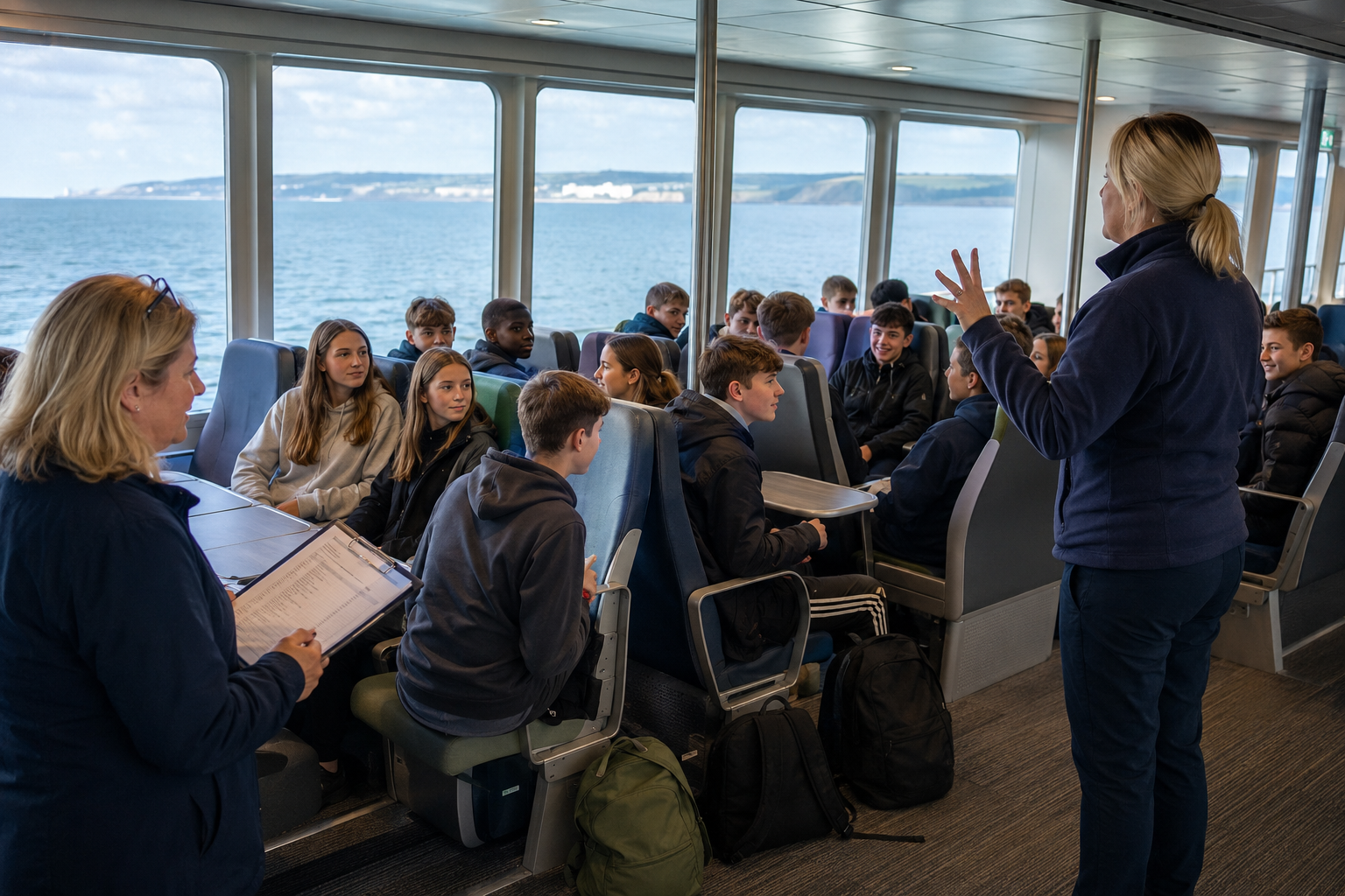 Ferry from Ireland to London for a school group
