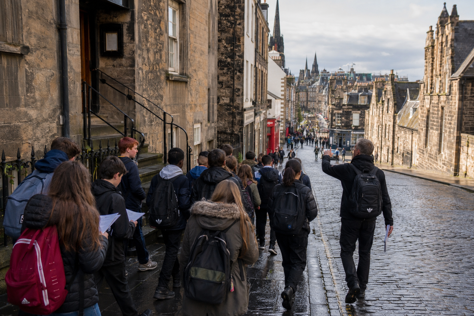 Students exploring Edinburgh Old Town on a Scottish school trip Students exploring Edinburgh Old Town on a Scottish school trip