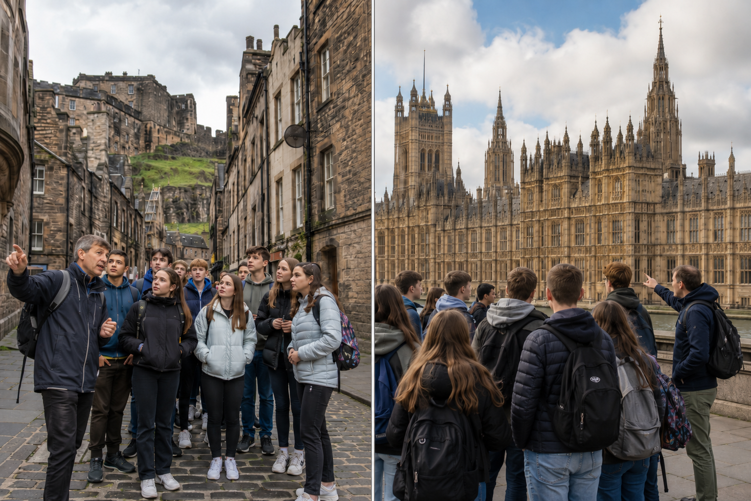 Irish students comparing Scotland and London school tours