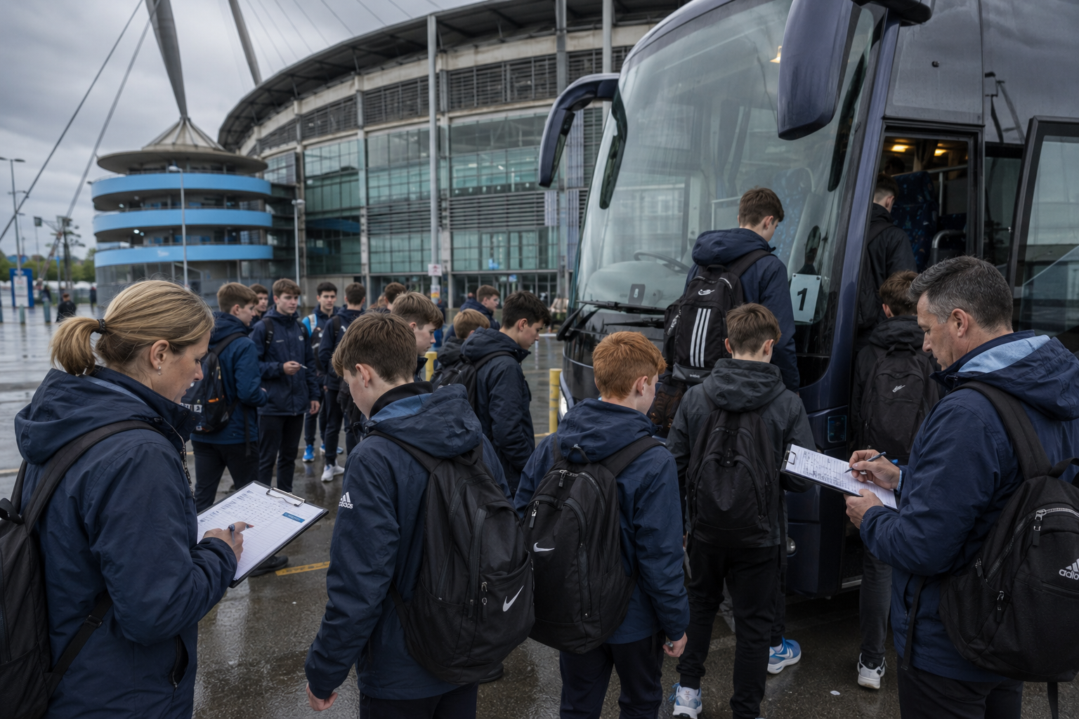 School group beginning an organised tour of Anfield stadium