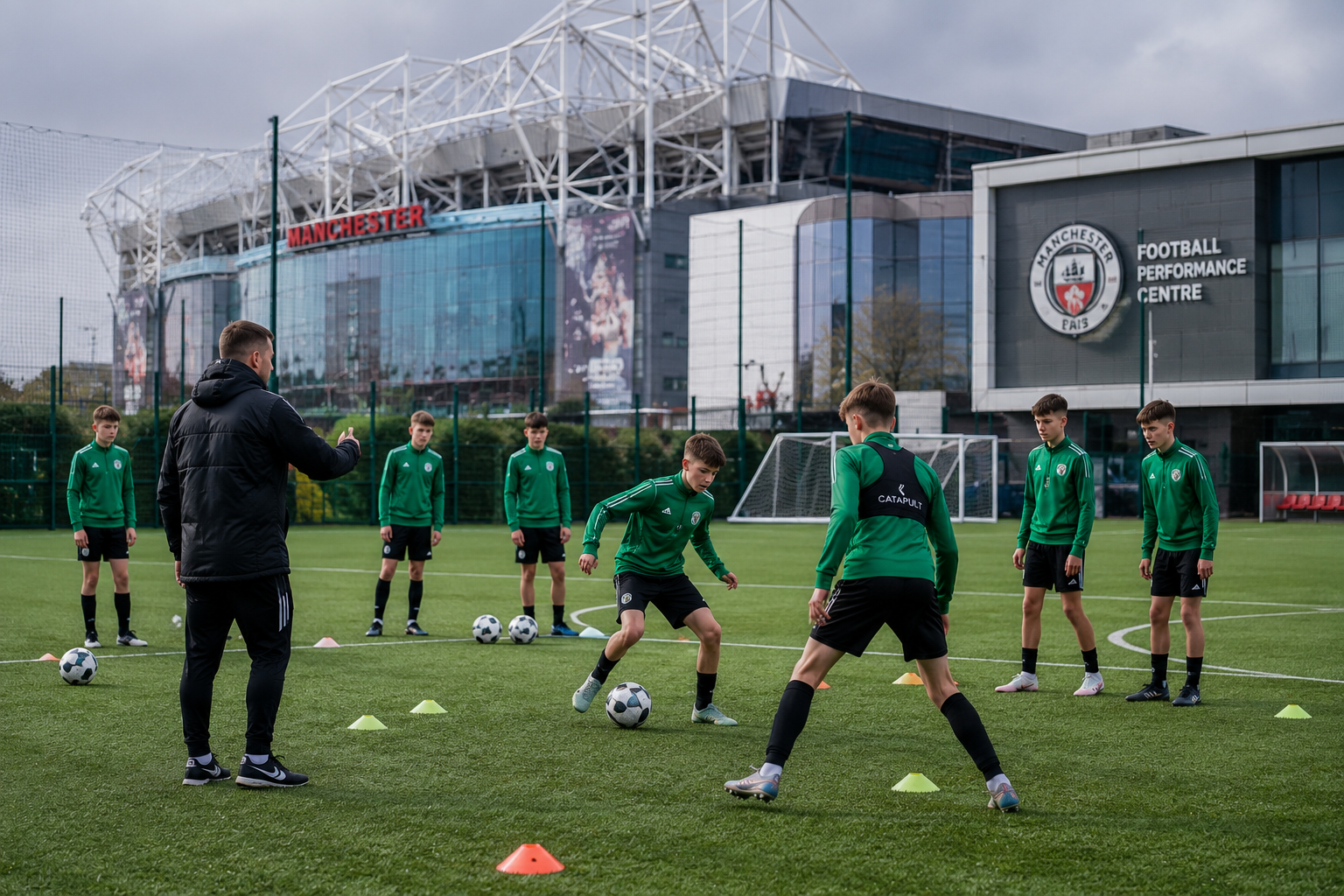 School football team attending a coaching session in Manchester