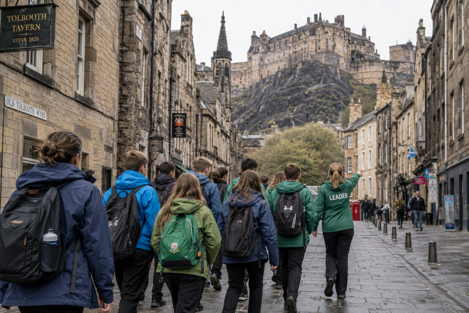 Irish school group beginning an educational tour of Edinburgh Irish school group beginning an educational tour of Edinburgh